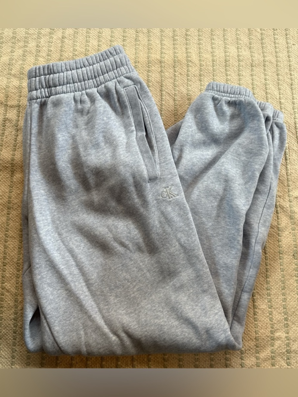 Calvin Klein Heather Gray Rib-Waist Sweatpants